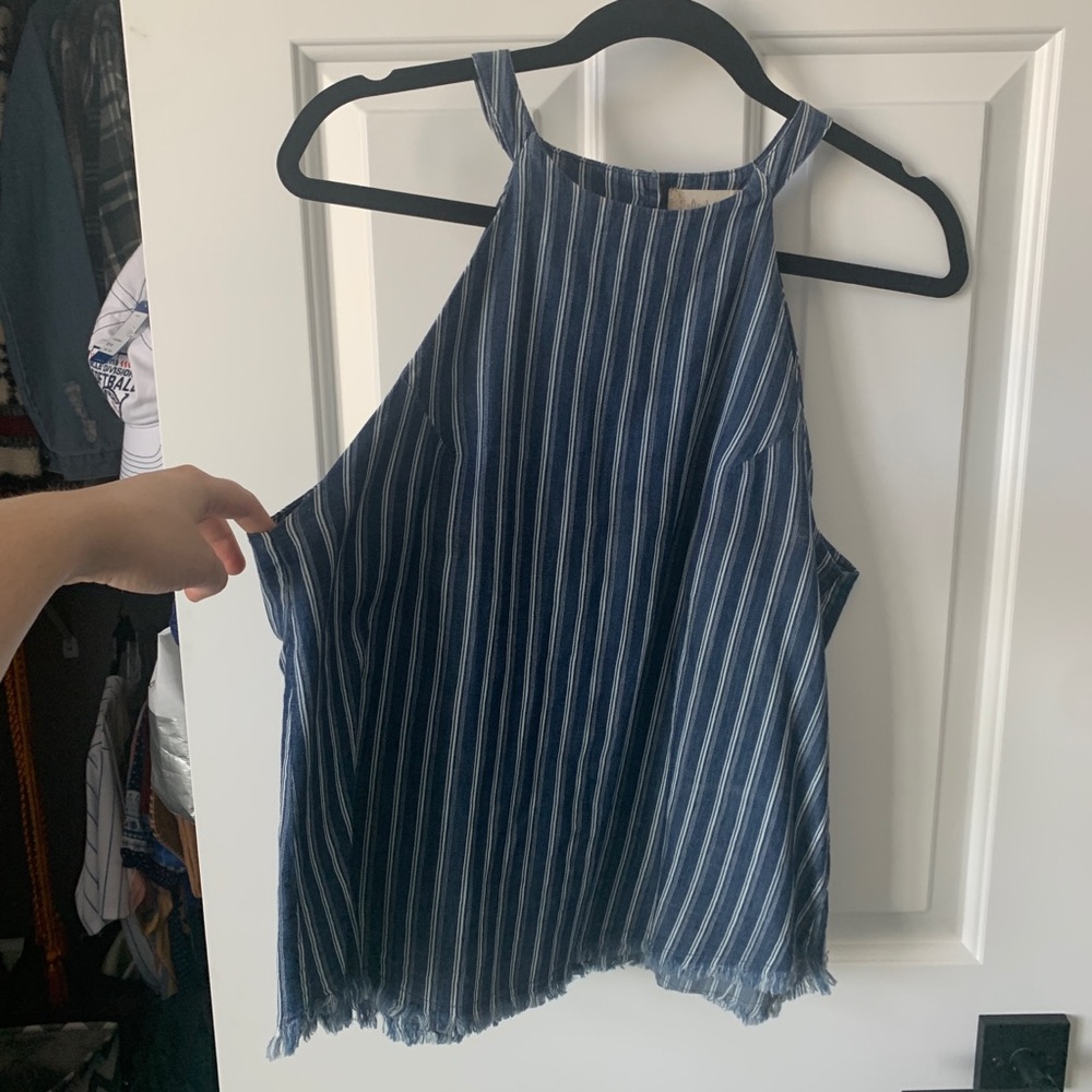Blue and white striped shirt